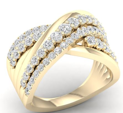 Lab Grown 1 3/8ctw. Diamond Crossover Fashion Ring in 14k Yellow Gold