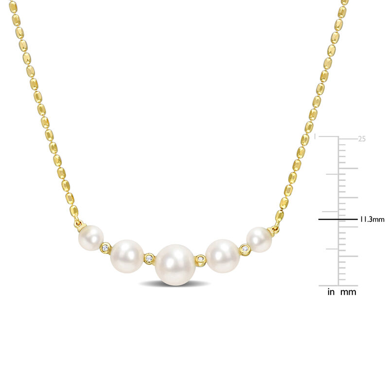 Freshwater Pearl & White Topaz Pendant in Yellow Gold Plated Sterling Silver image number null