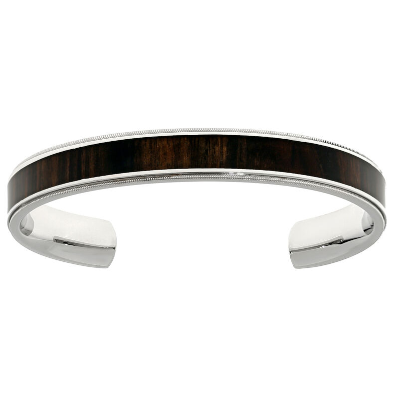 Men's Stainless Steel Wood Inlay Cuff image number null