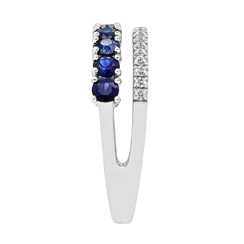 Brilliant-Cut Sapphire & Diamond Ring in 10k White Gold image number null