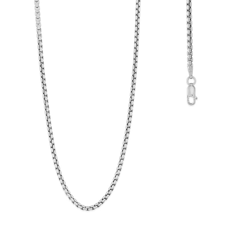 Ladies Round Box Chain Necklace in Sterling Silver 22" image number null