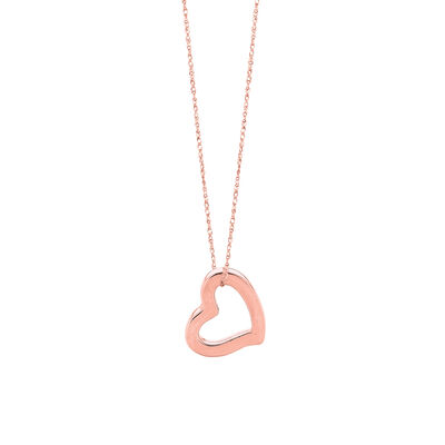 Heart Necklace 18" in 14k Rose Gold