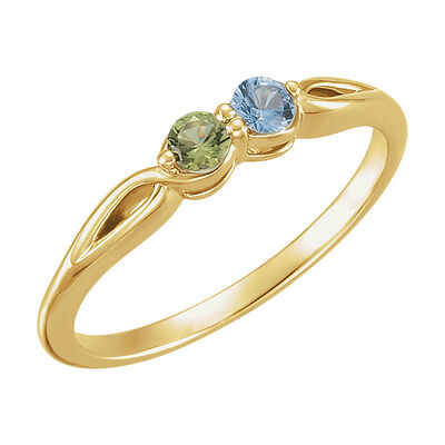2-Stone Family Ring in 14k Yellow Gold