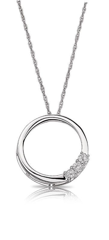 Today, Tomorrow, Forever Diamond Circle Pendant in 10k White Gold image number null