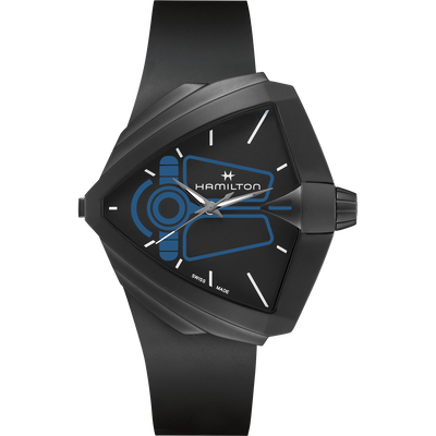 Hamilton Ventura XXL Bright Dune Ltd. Ed. Black PVD Black Dial with Blue Accents Quartz Watch H24614330