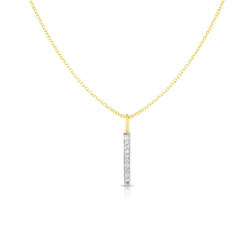 Diamond Vertical Bar Necklace in 14k Yellow Gold image number null