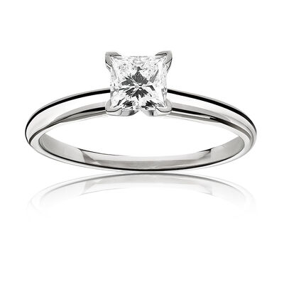 Lab Grown 1ct. Diamond Princess-Cut Classic Solitaire Engagement Ring in 14k White Gold