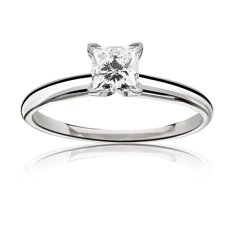 Classic Princess-Cut 1ct. Pure Grown™ Diamond Solitaire Engagement Ring in 14k White Gold image number null