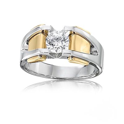 Men's Channel Set & 14k Two Tone Gold Wedding Ring