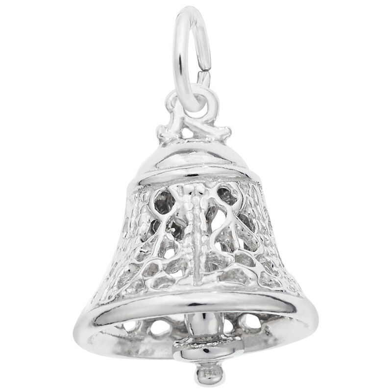 Filigree Bell Charm in 14K White Gold image number null