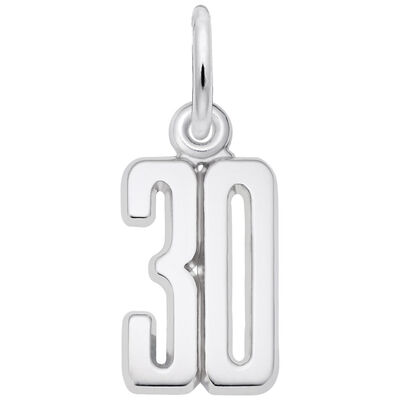 Number 30 Charm in Sterling Silver