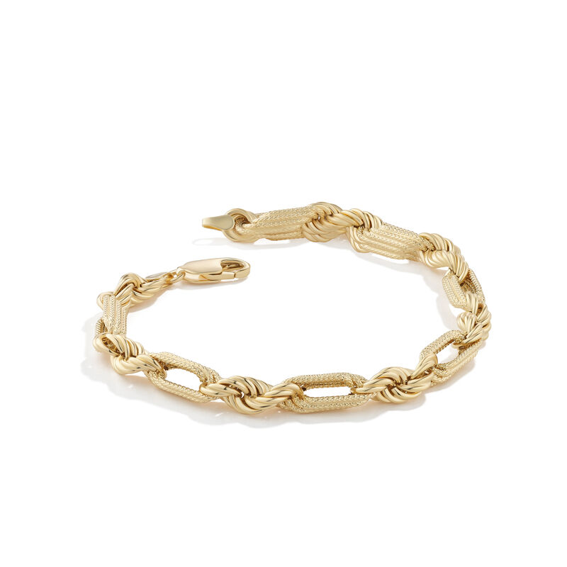 Men's 6.1mm Figaro Rope Bracelet 8.25" in 14k Yellow Gold image number null
