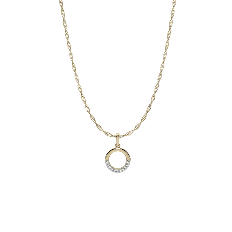 Brilliant-Cut .05ctw. Diamond Open Circle Pendant in 10k Yellow Gold image number null