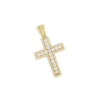 Brilliant-Cut Lab Grown 2ctw. Diamond Cross Pendant in 10k Yellow Gold