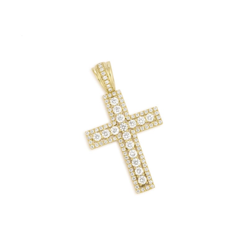 Brilliant-Cut Lab Grown 2ctw. Diamond Cross Pendant in 10k Yellow Gold image number null