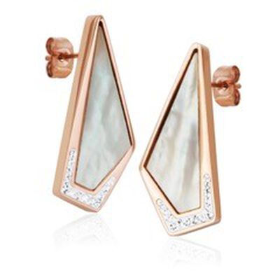 Mother of Pearl & Crystal Earring in Rose Plated Stainless Steel