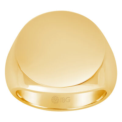 Round All polished Top Signet Rings 18x18mm in 14k Yellow Gold 