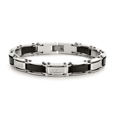 Men's Diamond & Black Ion-Plated Bracelet