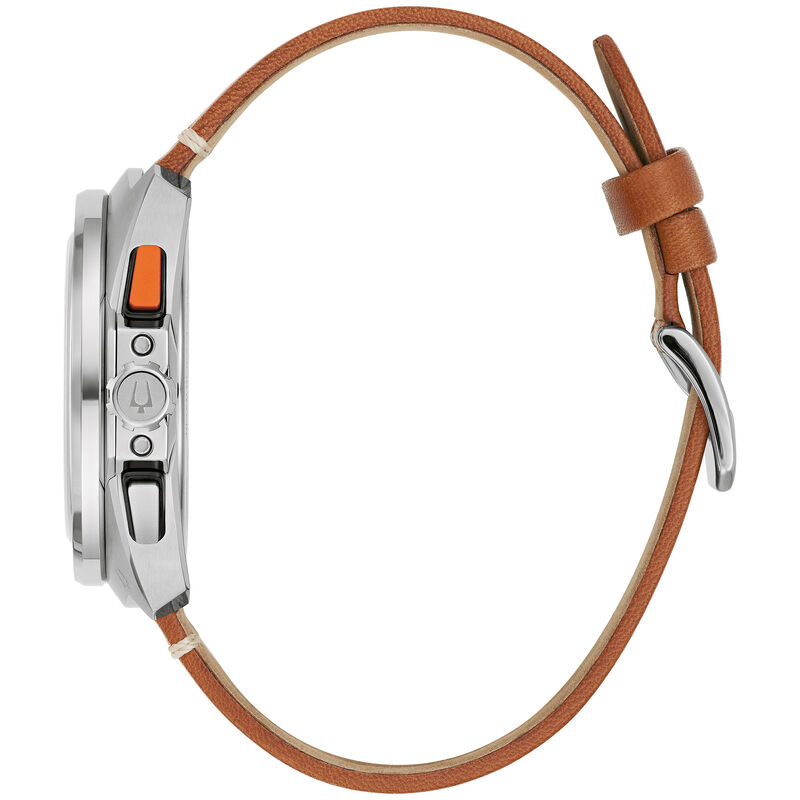 Bulova Men's Archive Series Chronograph Black Dial Brown Leather 40mm Watch 98B427 image number null