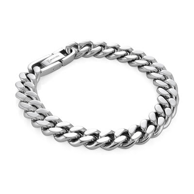 Men's 8.5" 10mm Polished Stainless Steel Curb Link Bracelet
