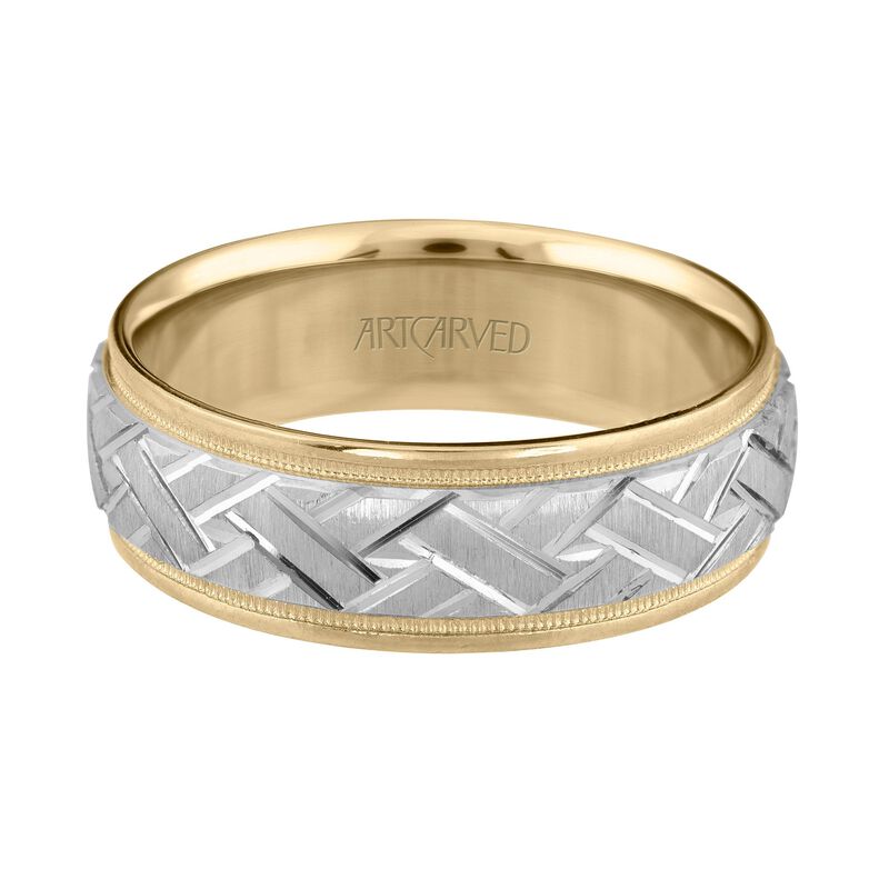 Men's Woven & 14k Two Tone Gold Wedding Ring (7mm) image number null