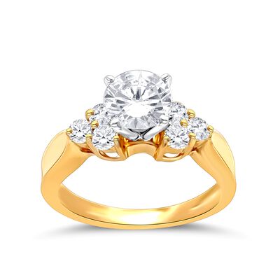 Brilliant-Cut Lab Grown 1 1/2ctw. Diamond with Trilogy Diamond Accents Engagement Ring in 14k Yellow Gold