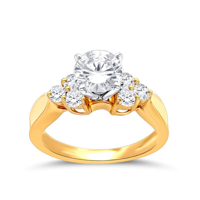 Brilliant-Cut Lab Grown 1 1/2ctw. Diamond with Trilogy Diamond Accents Engagement Ring in 14k Yellow Gold image number null
