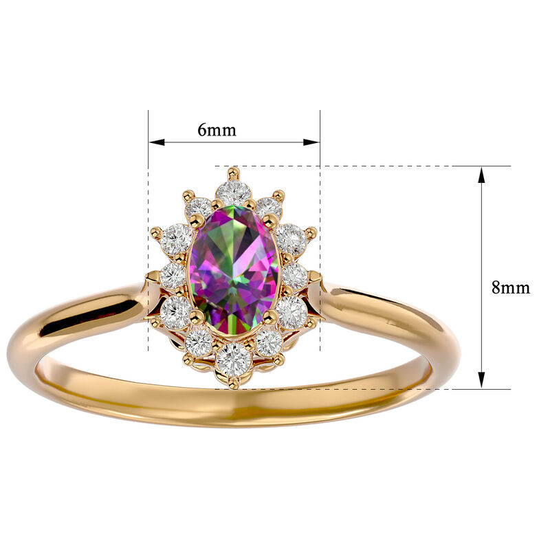 Oval-Cut Mystic Blue Topaz & Diamond Halo Ring in 14k Yellow Gold image number null