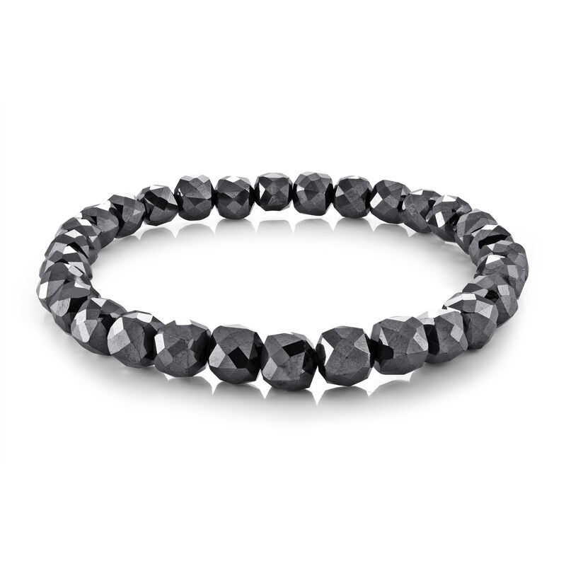Hematite 7mm Beaded Stretch Bracelet in Black image number null