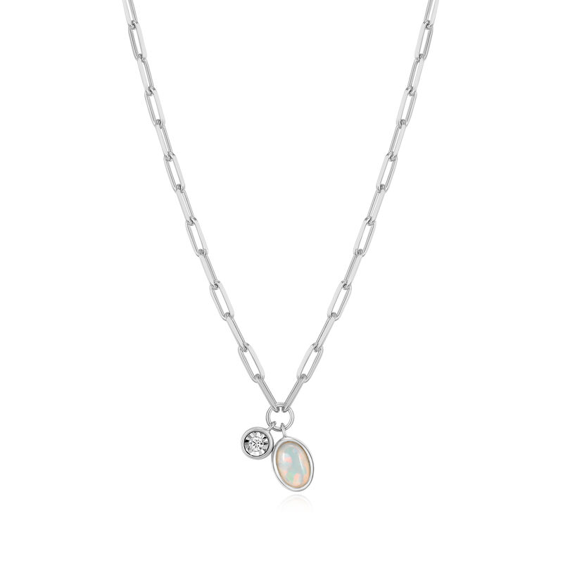 Created Opal & Lab Grown Diamond Necklace in Sterling Silver image number null