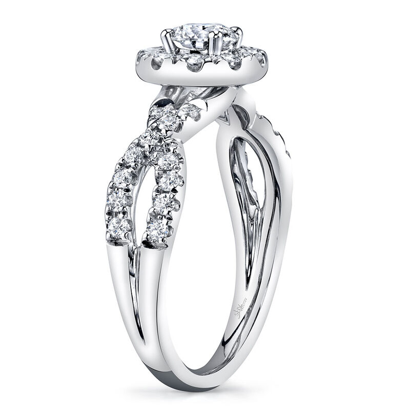 Shy Creation 1ctw. Twist Halo Diamond Engagement Ring in 14k White Gold image number null