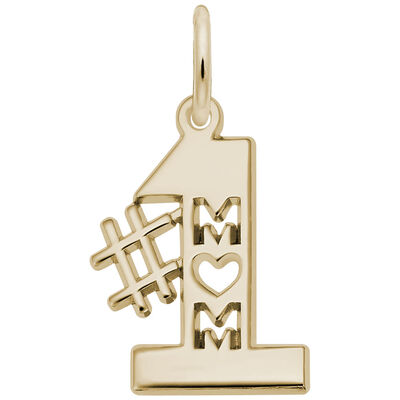 #1 Mom Charm in 14K Yellow Gold