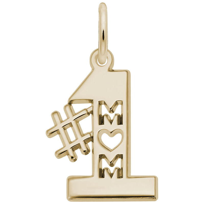 #1 Mom Charm in 14K Yellow Gold image number null