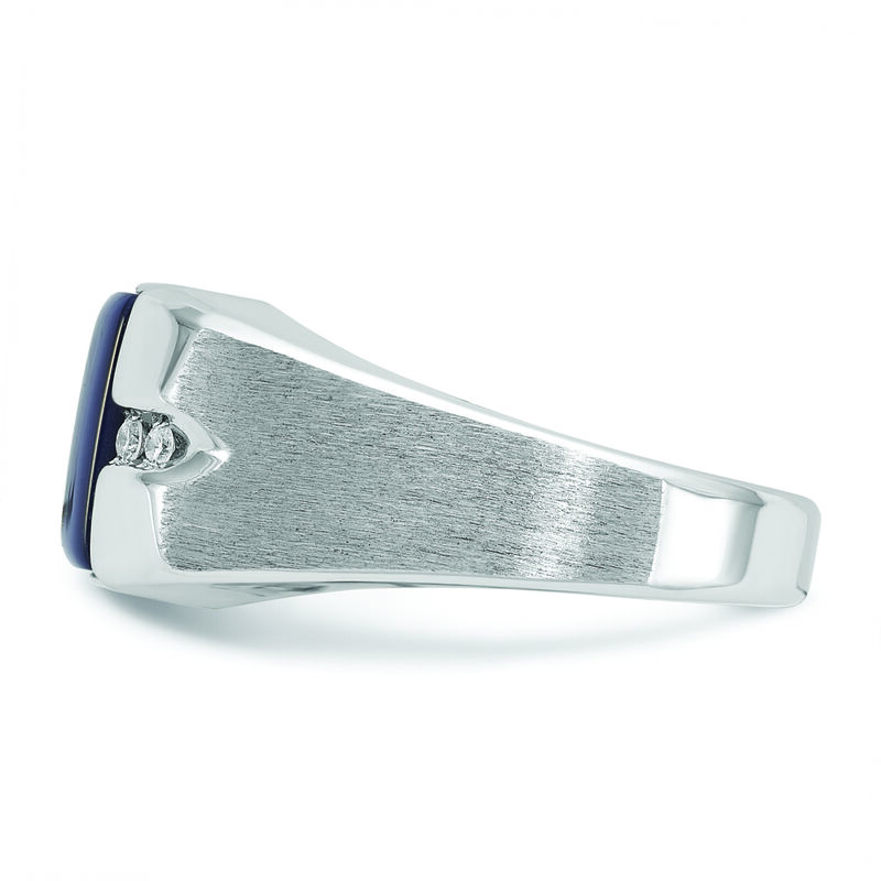Men's Cushion-Cut Created Blue Star Sapphire & Diamond Ring in 10k White Gold image number null
