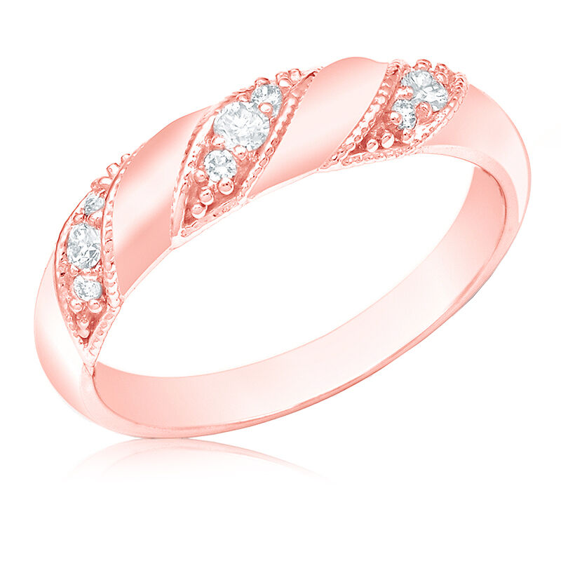 Diamond Fashion &#188;ct. 3-Stone Station Ring in 14k Rose Gold image number null