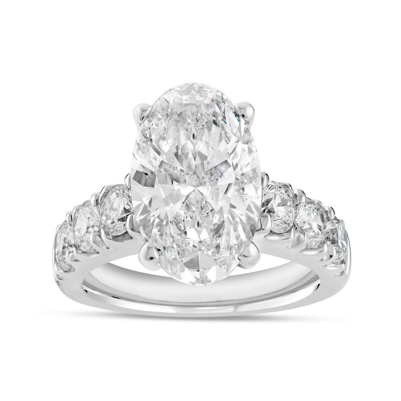 Oval Lab Grown Diamond 6 1/2ctw. Cathedral Engagement Ring in 14k White Gold image number null