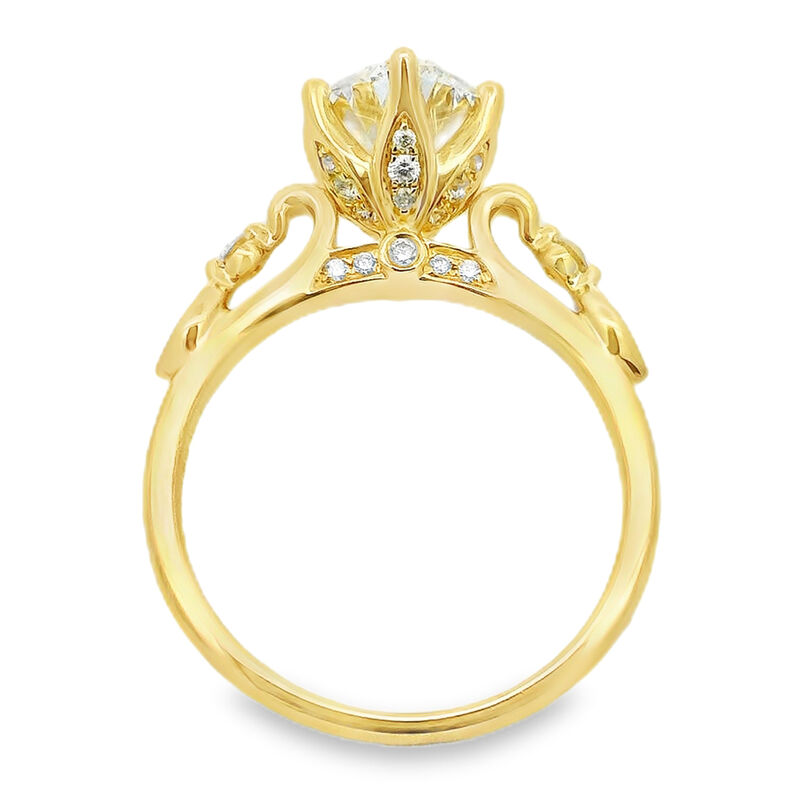 Oval Lab Grown Diamond 2 1/5ctw. Bezel Accent Engagement Ring in 14k Yellow Gold image number null