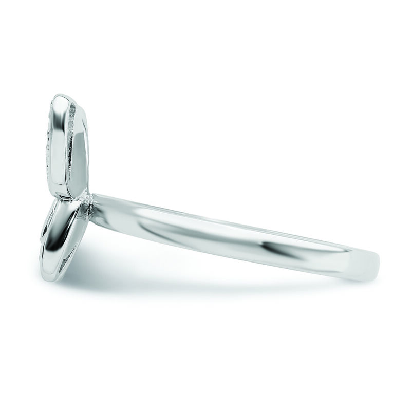 Stackable Pink Enamel Butterfly Ring in Sterling Silver image number null