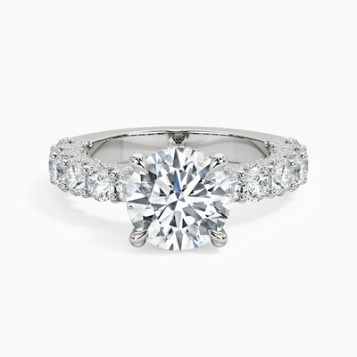 Brilliant-Cut Lab Grown 3-1/3tw. Diamond With Diamond Side Profile Engagement Ring in 14k White Gold