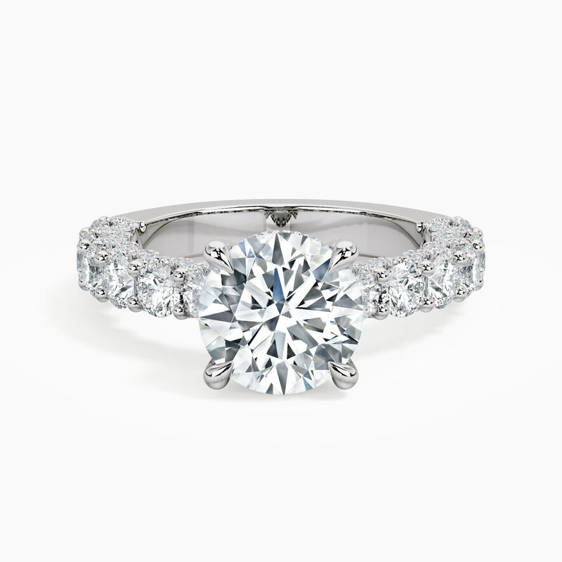 Brilliant-Cut Lab Grown 3-1/3tw. Diamond With Diamond Side Profile Engagement Ring in 14k White Gold image number null