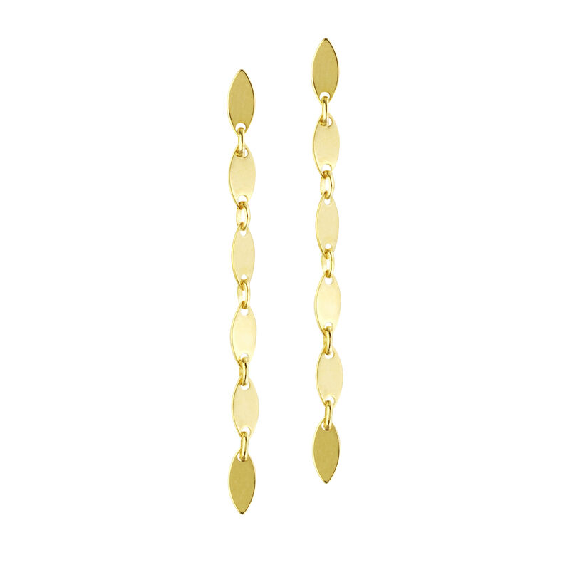 Marquise Plate Dangle Fashion Earrings in 14k Yellow Gold image number null