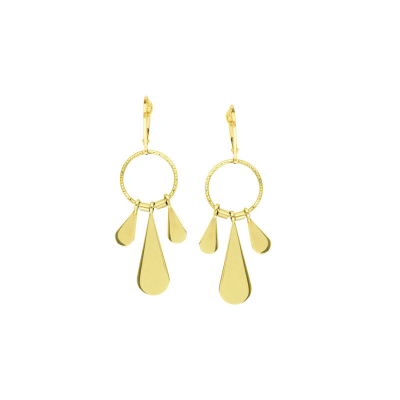 Tear Drop Dangle Earrings with Light Lever Back in 14K Yellow Gold image number null