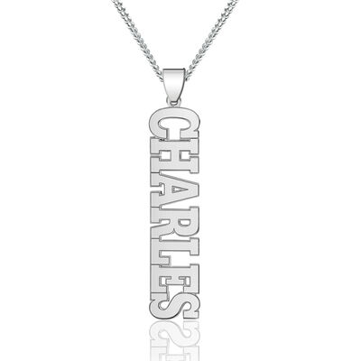 Men's High Polished Personalized Name Necklace in Sterling Silver