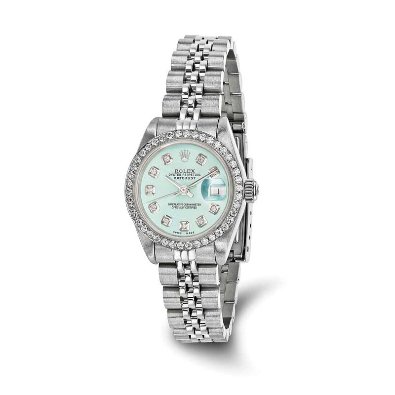 Rolex Ladies' Pre-Owned Diamond Ice Blue 26mm Watch in Stainless Steel & 18k White Gold CRX110 image number null