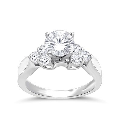 Brilliant-Cut Lab Grown 1 1/2ctw. Diamond with Trilogy Diamond Accents Engagement Ring in 14k White Gold