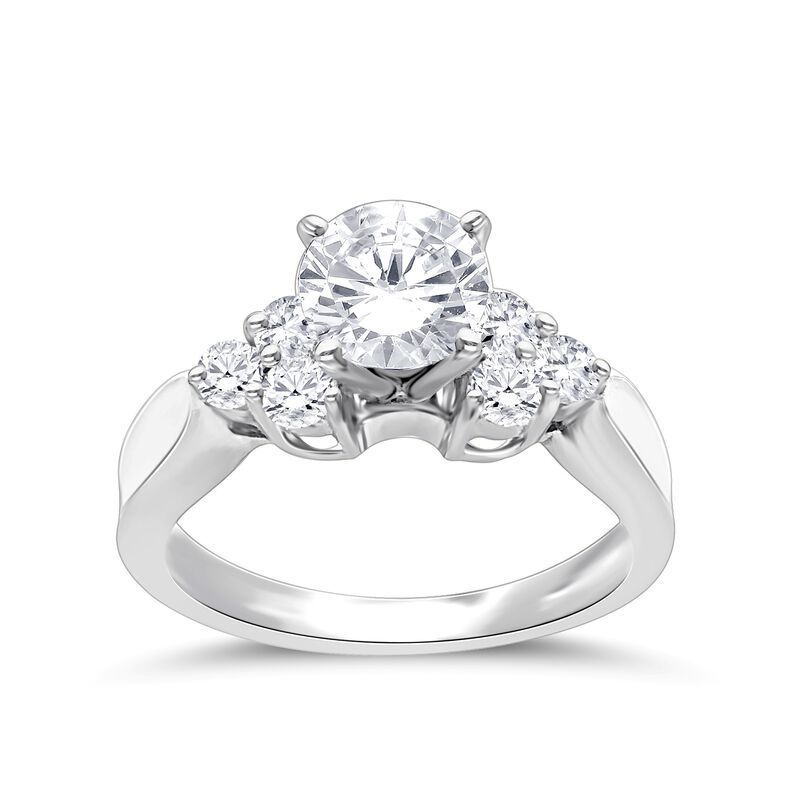 Brilliant-Cut Lab Grown 1 1/2ctw. Diamond with Trilogy Diamond Accents Engagement Ring in 14k White Gold image number null