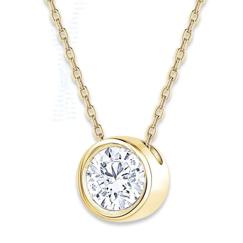 Brilliant-Cut Lab Grown 1/2ct. GH SI1 Diamond Bezel Slide Pendant in 14k Yellow Gold image number null