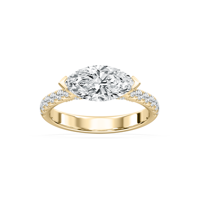 Marquise Lab Grown Diamond 2 1/2ctw. East West Half Bezel Engagement Ring in 14k Yellow Gold