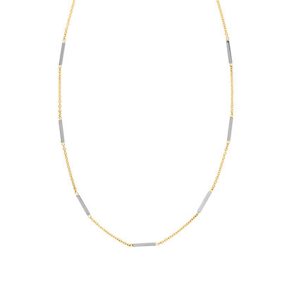 Ladies 7-Bar Flat Fashion 18" Necklace 1.15mm in 14k White & Yellow Gold