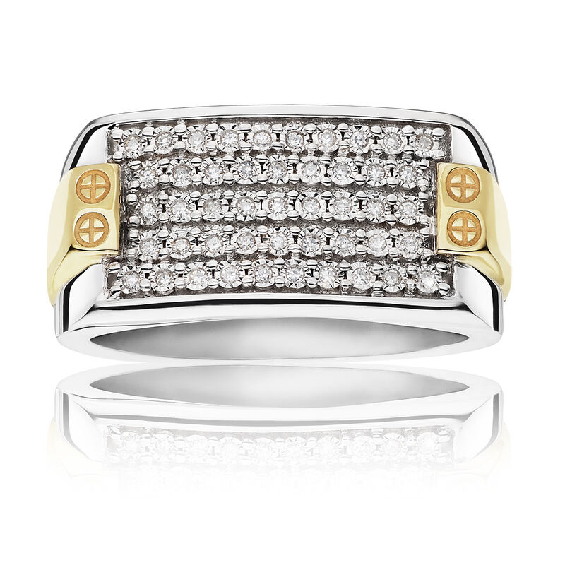 Men's 5-Row Pave Round Diamond Band image number null